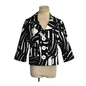 Peter Nygard black white print short sleeves casual blazer size 8